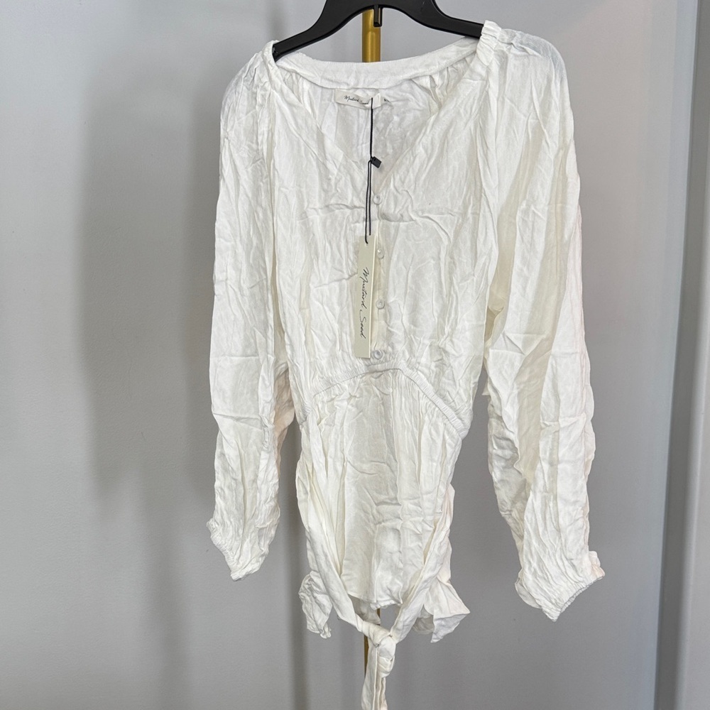 Mustard Seed off White peasant Blouse NWT M